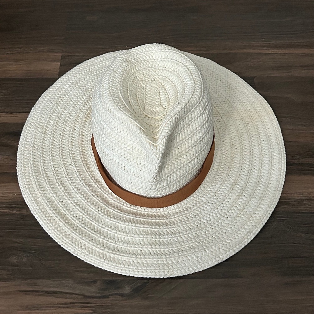 Madewell White and Tan Straw Hat